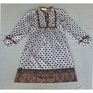 Paisley Geometric Dress Womens Size 38 Boho whimsical fairy Peasant HippieRetro